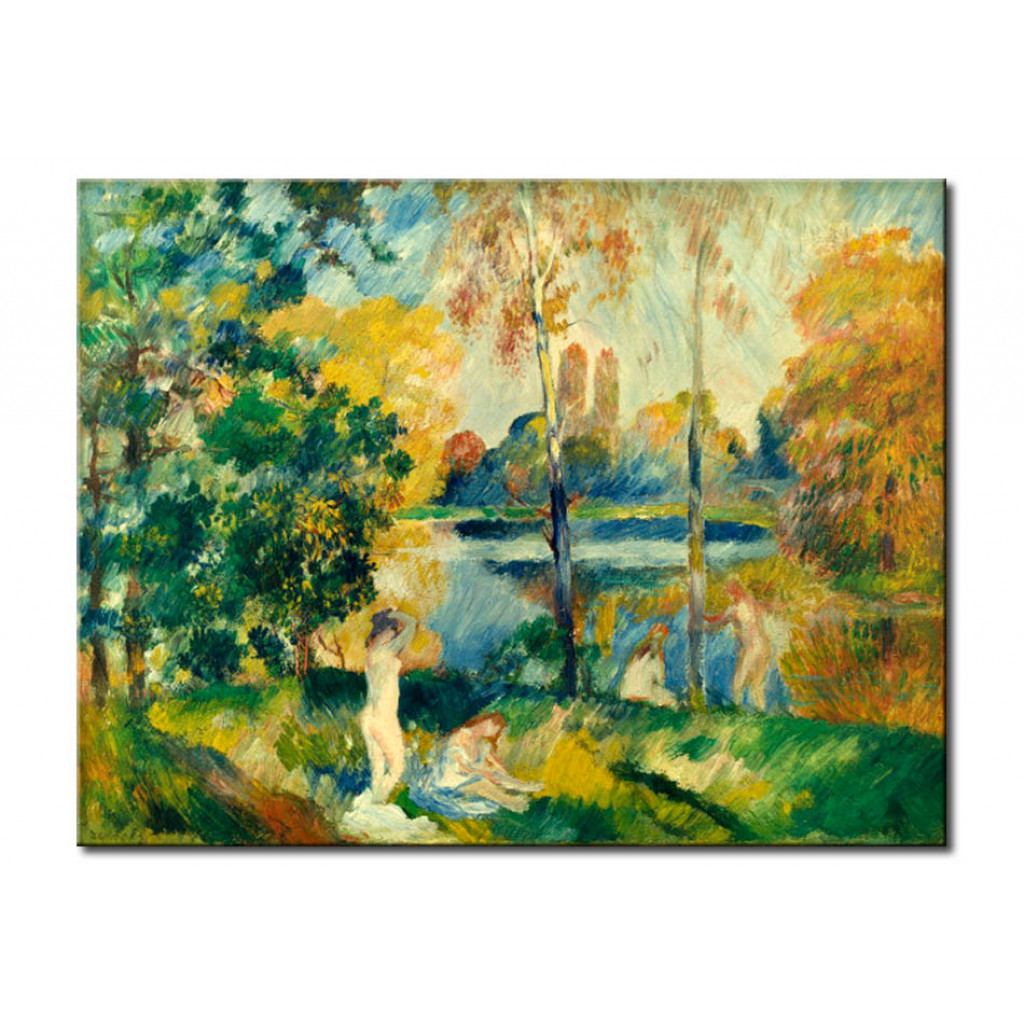 Schilderij  Pierre-Auguste Renoir: Paysage Avec Baigneuses