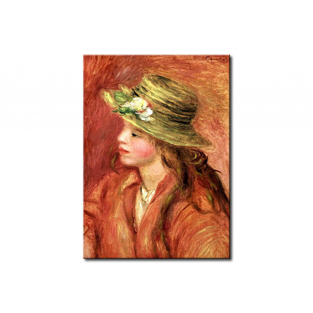 Schilderij  Pierre-Auguste Renoir: Young Girl In A Straw Hat