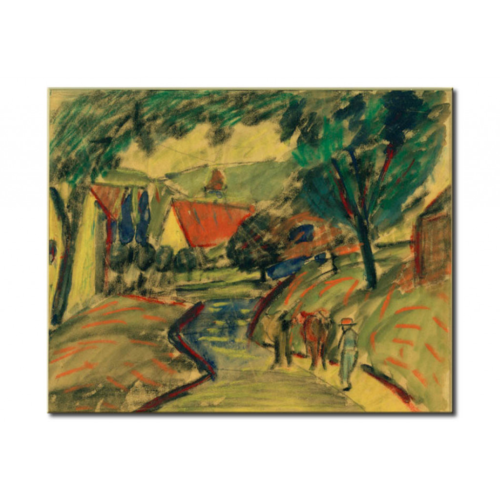 Schilderij  August Macke: Village Road In Kandern II
