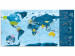 Wandweltkarte zum Rubbeln Blaue Weltkarte - Aufhängefertig (Englische Beschriftung) 106870