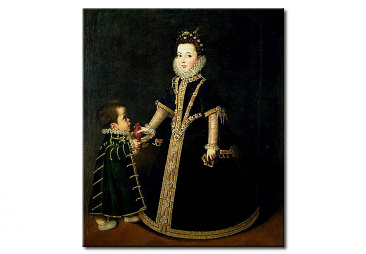 Reprodukcja obrazu Girl with a dwarf, thought to be a portrait of Margarita of Savoy, daughter of the Duke and Duchess of Savoy 109570