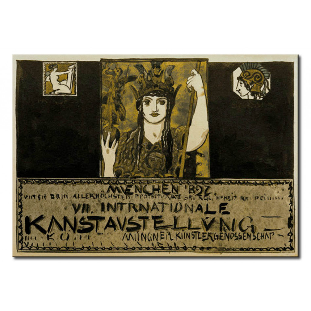 Schilderij  Franz Von Stuck: Poster Design For 7th International Secession Art Group Exhibition In Munich 1897