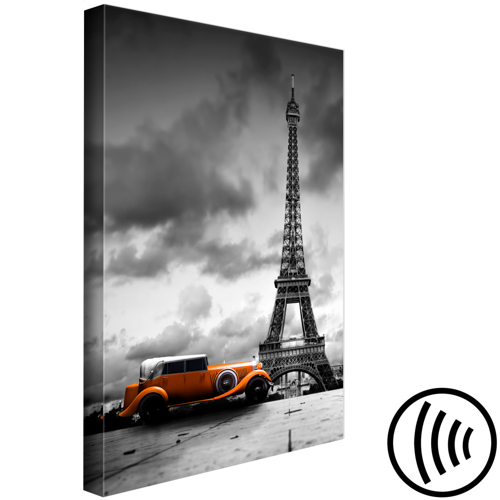 Schilderij  Parijs: Orange Car (1 Part) Vertical