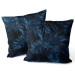 Sammets kudda Leaves in a moonlight - floral theme in the shades of blue 146770 additionalThumb 3
