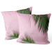 Sammets kudda Touch of palm trees - a minimal floral composition on a pink background 147070 additionalThumb 3