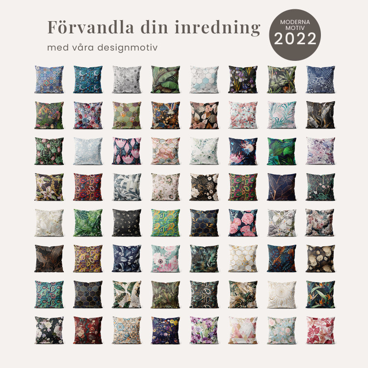 Sammets kudda Birdy paradise - pattern with multicoloured flowers on dark background velour cushions 147270 additionalImage 5