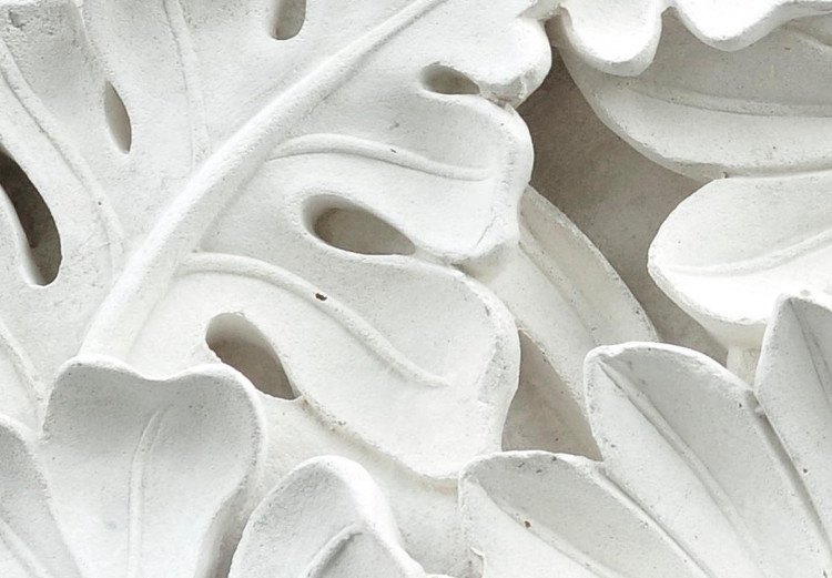 Rund tavla Carved Nature - Pattern With White Leaves Made of Stone 148670 additionalImage 2