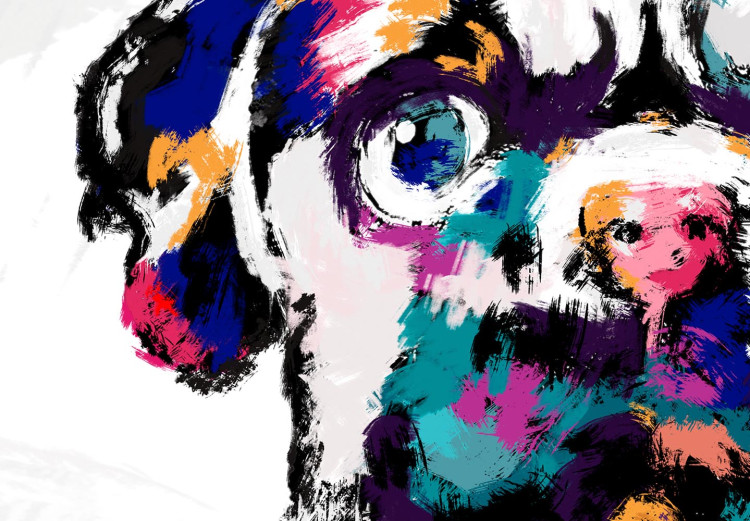 Round Canvas Happy Pug - Colorful, Expressive Round Dog Portrait 148770 additionalImage 4