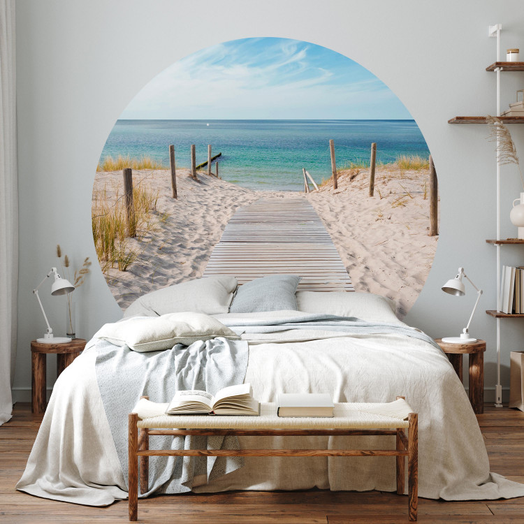 Round wallpaper Holidays by the Sea - Dunes and Path to the Beach in Full Sun 149170