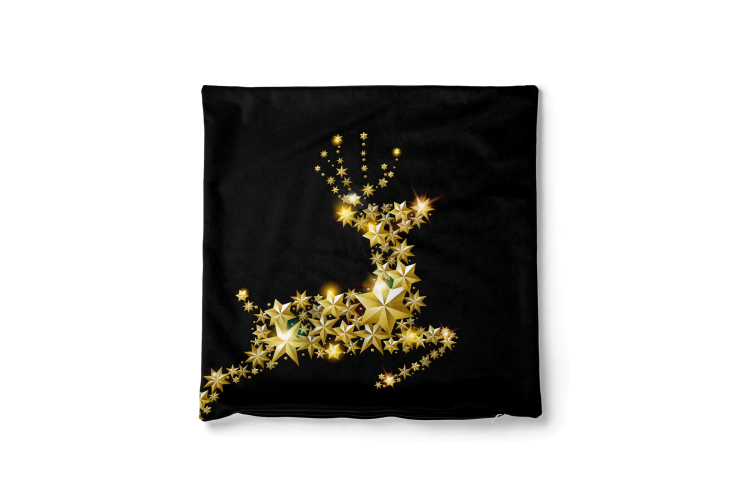 Sammets kudda Glowing reindeer - golden stars forming the silhouette of the animal 149270 additionalImage 3