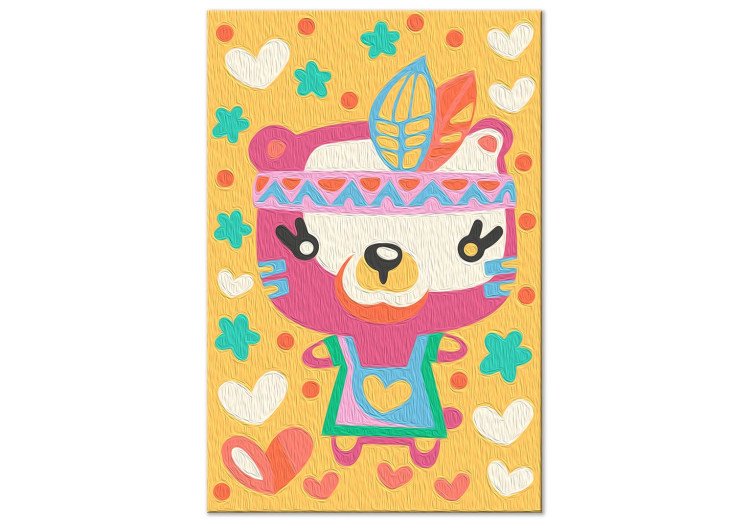 Kit de pintura para niños Indian Warrior - Teddy Bear With Feathers on the Background of Hearts and Stars 149770 additionalImage 7