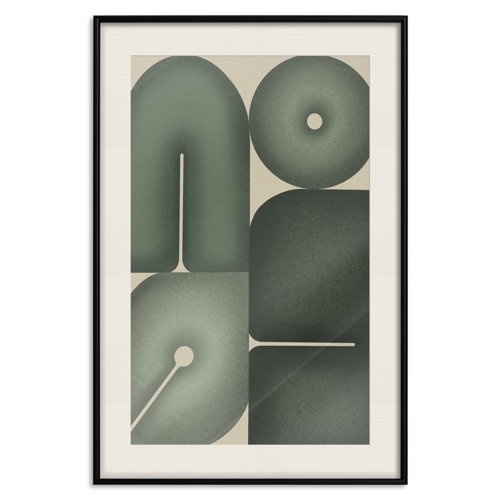 Plakat: Zielone Formy - Abstrakcyjna Kompozycja Z Szałwiowych Kształtów