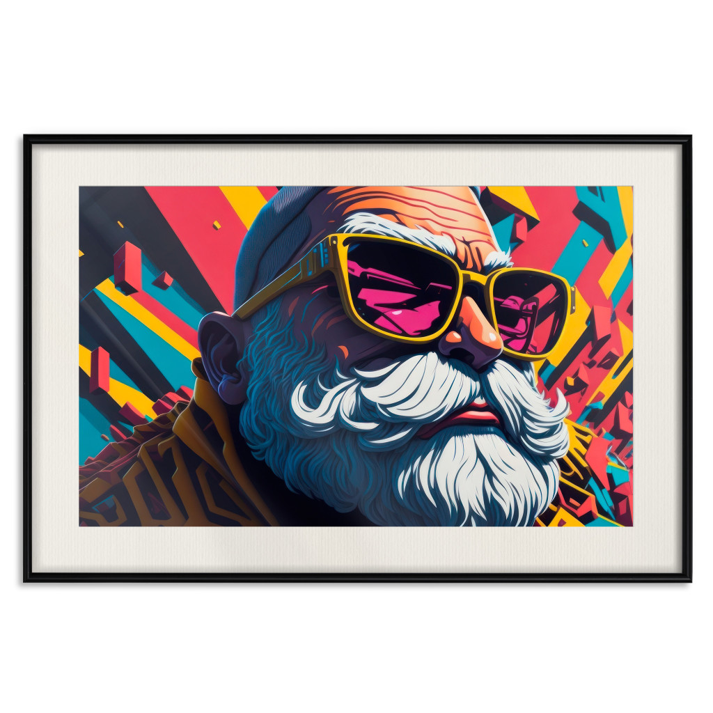 Poster Decorativo Hipster Santa - Portrait Of The Saint In Sunglasses