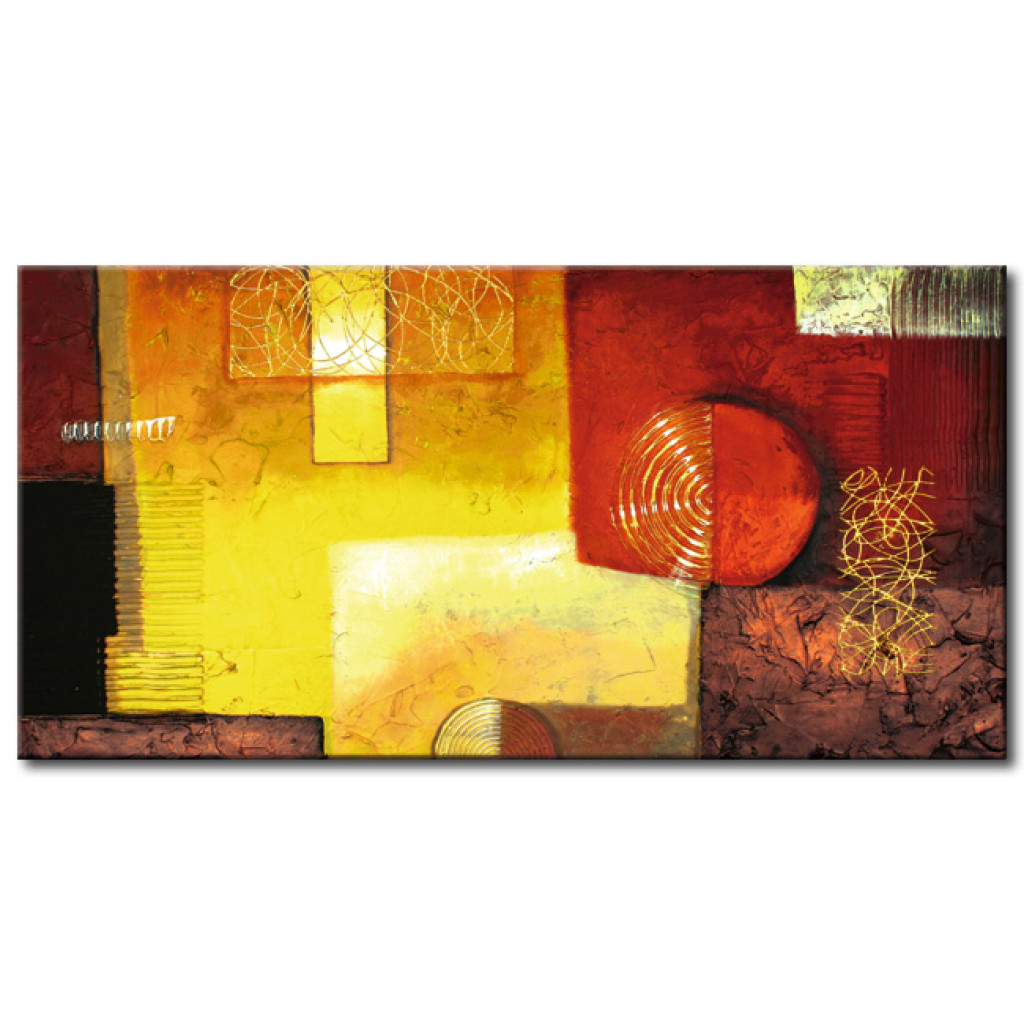 Schilderij  Abstract: Warme Dag (1-delig) - Geometrische Abstractie Met Kleurrijke Fantasieën