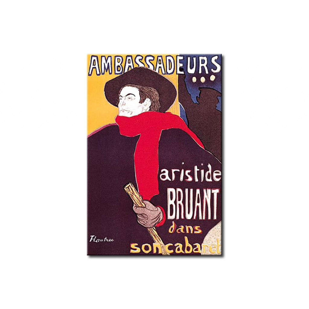Schilderij  Henri De Toulouse-Lautrec: Poster Advertising Aristide Bruant