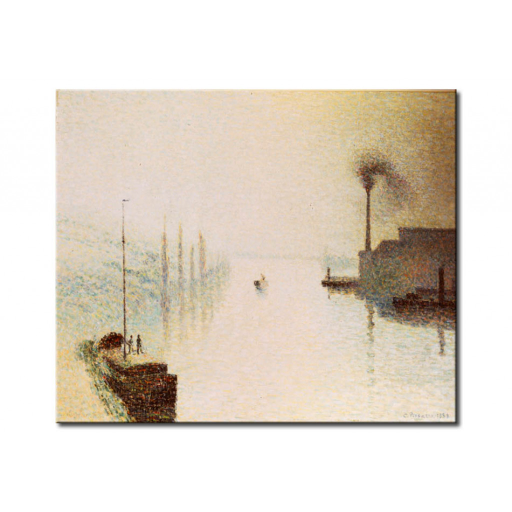 Schilderij  Camille Pissarro: Isle Lacroix In Rouen Im Nebel
