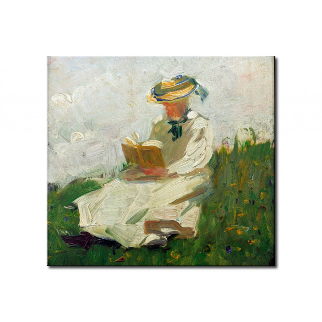 Målning Woman Reading Outdoors