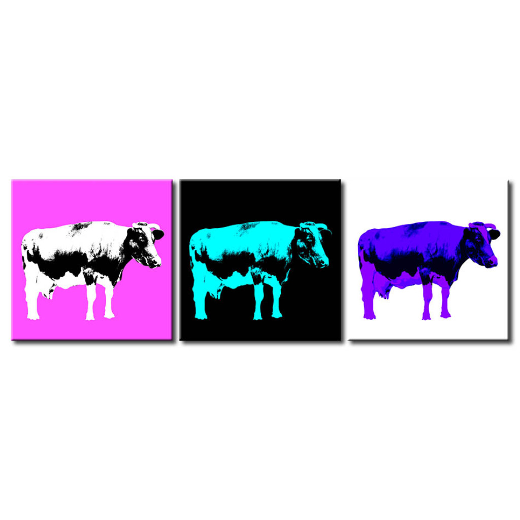 Pintura Em Tela Vacas Em Três Cores