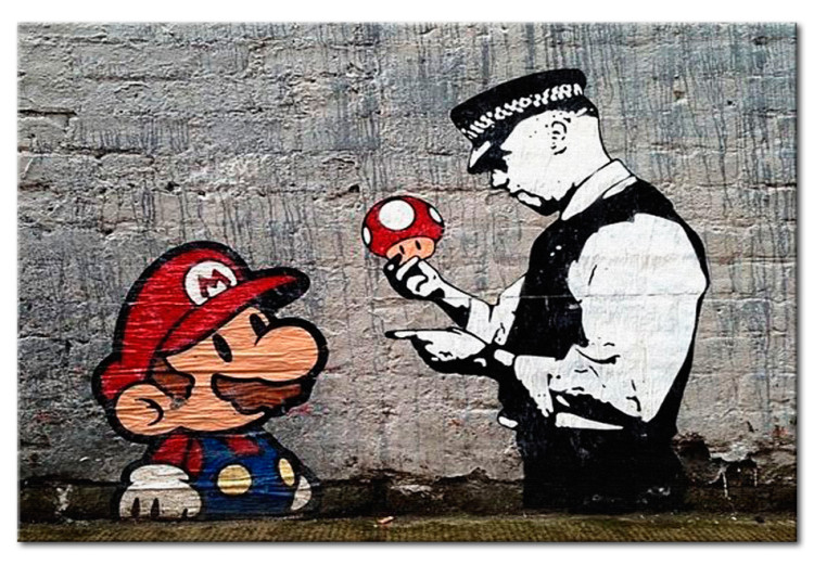 Obraz na szkle Mario and Cop by Banksy [Glass] 94370 additionalImage 2
