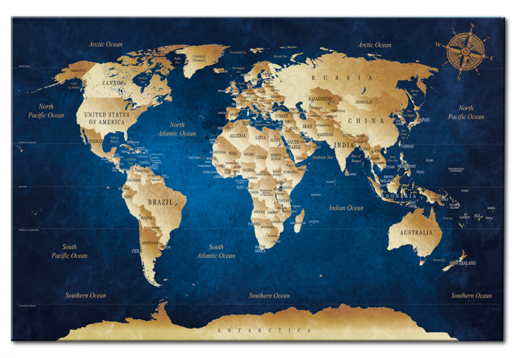 Ozdobna tablica korkowa Mapa świata: Granatowa głębia [Mapa korkowa] 94570 additionalImage 2