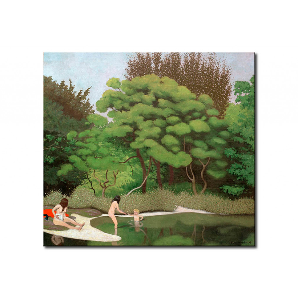 Schilderij  Félix Vallotton: Paysage Sousbois Ensoleille, Avec Deux Femmes Et Un Enfant