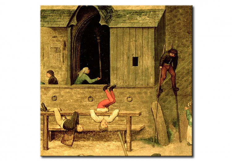 Reprodukcja obrazu Children's Games (Kinderspiele): detail of a boy on stilts and children playing in the stocks 112780