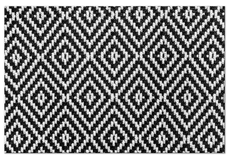 Obraz na płótnie Splot tkacki - abstrakcja czarno biała przedstawiająca fantazyjny deseń inspirowany splotem tkaniny w stylu skandynawskim