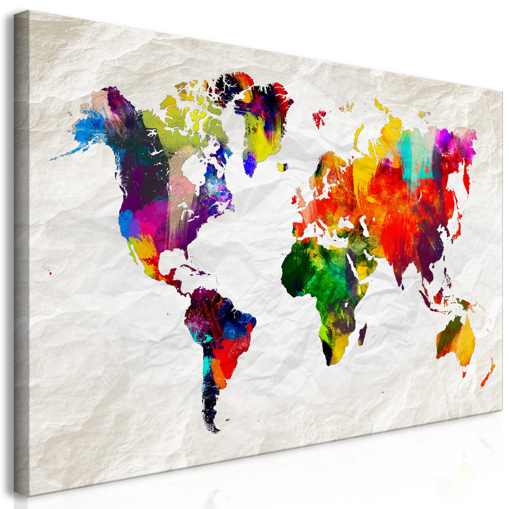 Duży Obraz XXL Mapa świata: Tęczowe Szaleństwo II [Large Format]