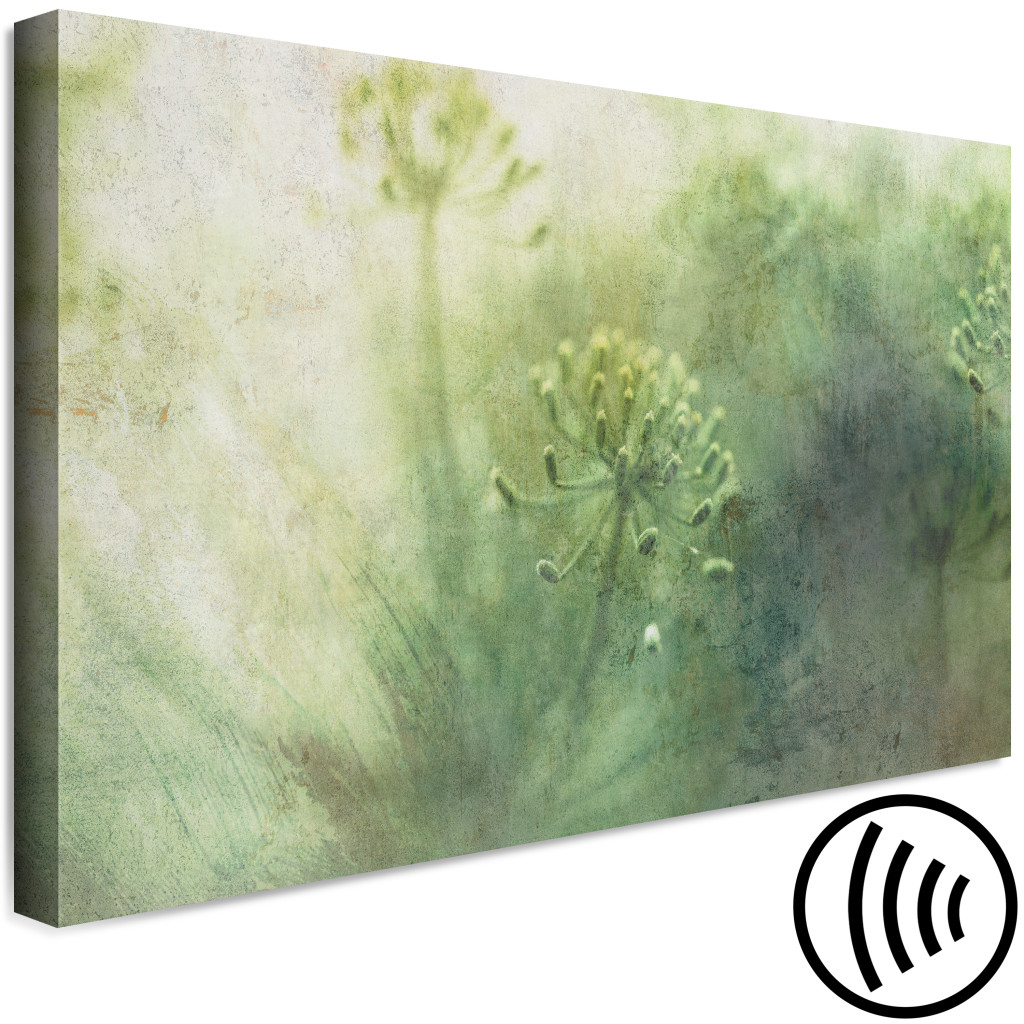 Schilderij  Landschappen: Mei Bloemen In De Mist - Afbeeldingen Met Groene, Wilde Vegetatie