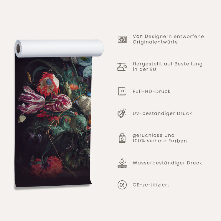 Fototapete Retro Pfingstrosen - Pfingstrosenblumen auf einem grauen strukturierten Hintergrund 136080 additionalImage 6