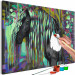 Obraz do malowania po numerach Ciemne piękno - długowłosy koń na abstrakcyjnym kolorowym tle 144080 additionalThumb 3