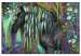 Obraz do malowania po numerach Ciemne piękno - długowłosy koń na abstrakcyjnym kolorowym tle 144080 additionalThumb 6