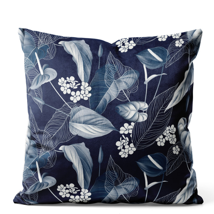 Sammets kudda Blue and white floral arrangement - nature-inspired motif 147180