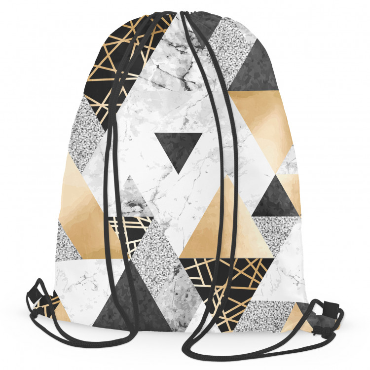 Worek plecak Geometria elegancji - minimalistyczny wzór z imitacją marmuru i złota 147480
