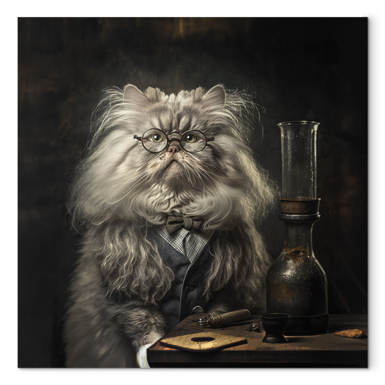 Canvas AI Persian Cat - Portrait of a Fantasy Animal in the Guise of a Professor - Square 150180