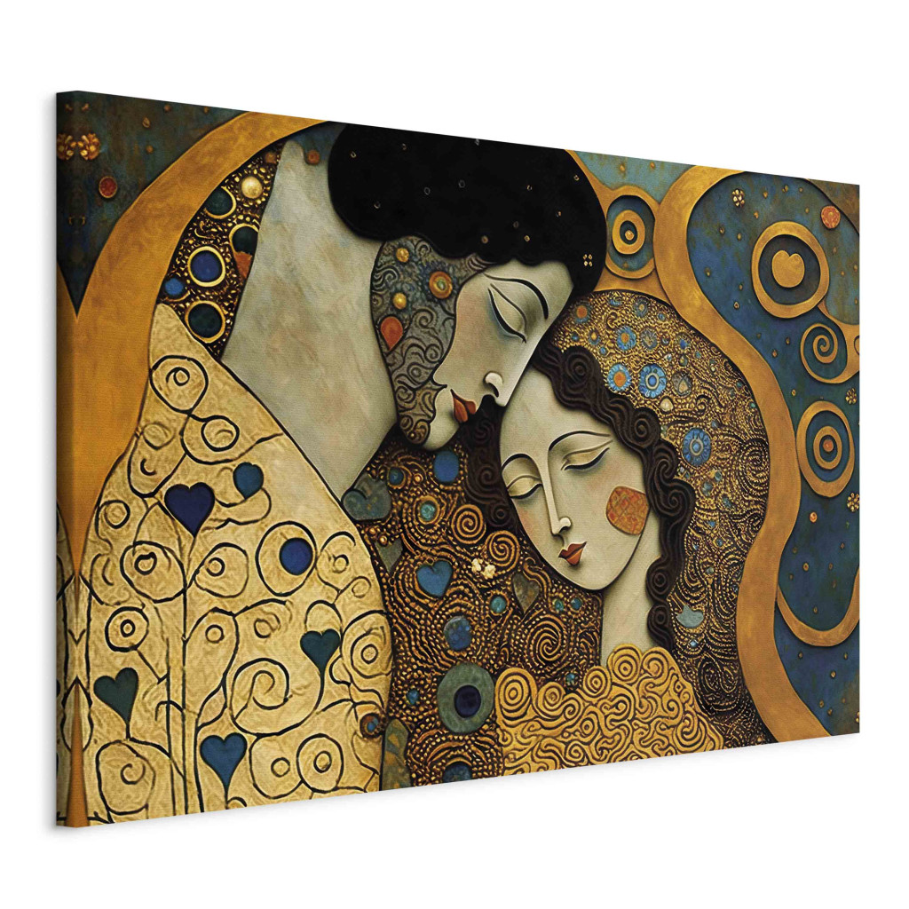Duży Obraz XXL Przytulona Para - Mozaikowy Portret Inspirowany Stylem Gustava Klimta [Large Format]