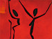 Pintura em tela Ritual (1 peça) - silhuetas dançando em fundo vermelho com desenhos 47080 additionalThumb 2