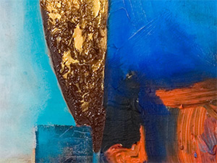 Toile murale Reflet avec or (1 pièce) - Abstraction bleue avec des motifs 47480 additionalImage 2