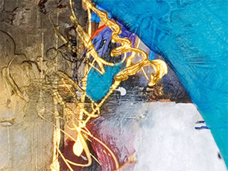 Toile murale Reflet avec or (1 pièce) - Abstraction bleue avec des motifs 47480 additionalImage 3
