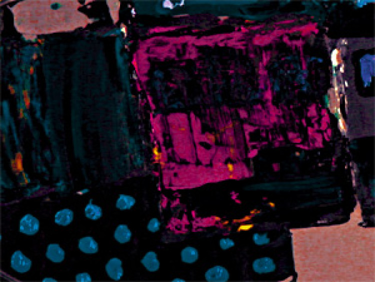 Cadre déco Abstraction de couleur (1 pièce) - fantaisie colorée sur fond violet 47980 additionalImage 3