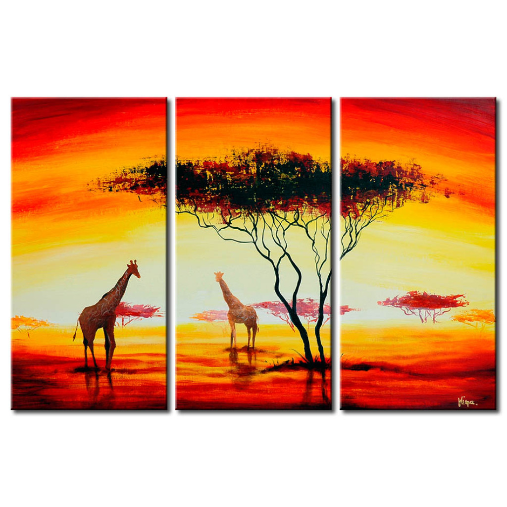 Schilderij  Giraffes: Twee Verlegen Giraffen