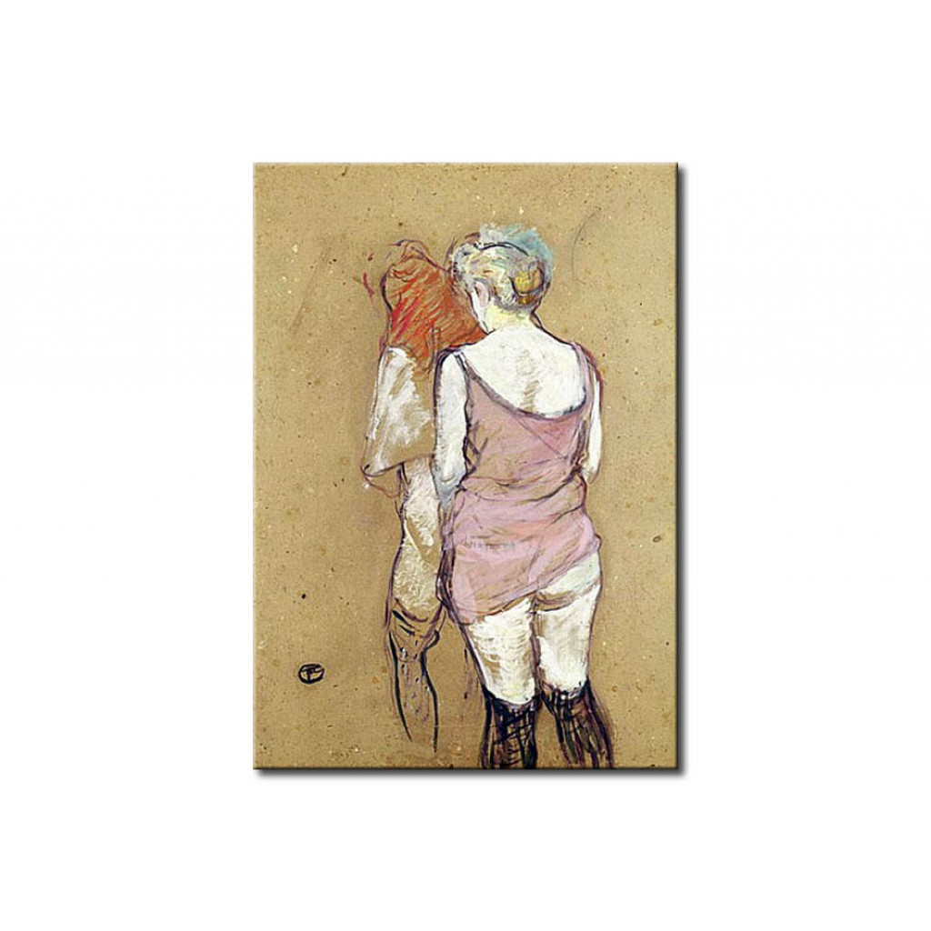 Schilderij  Henri De Toulouse-Lautrec: Two Semi-Nude Women At The Maison De La Rue Des Moulins