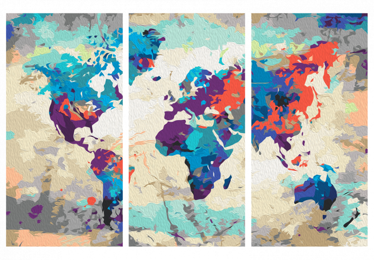 Cuadro numerado para pintar World Map (Blue & Red) 3 Parts 108290 additionalImage 6