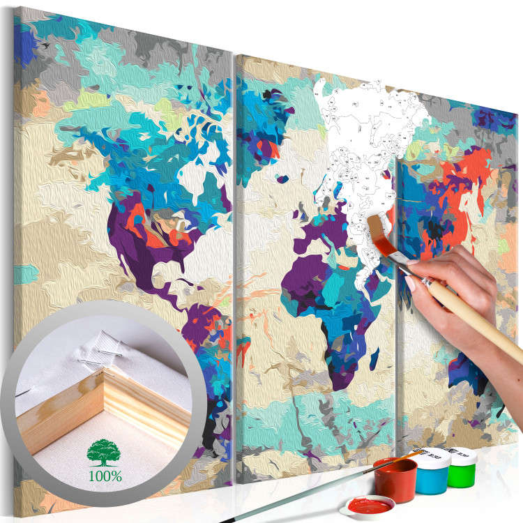 Paint by number World Map (Blue & Red) 3 Parts 108290