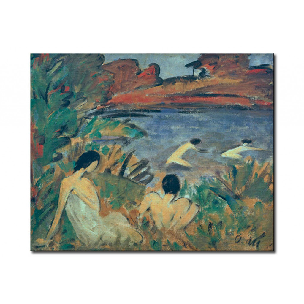 Schilderij  Otto Mueller: Pond With Bathers