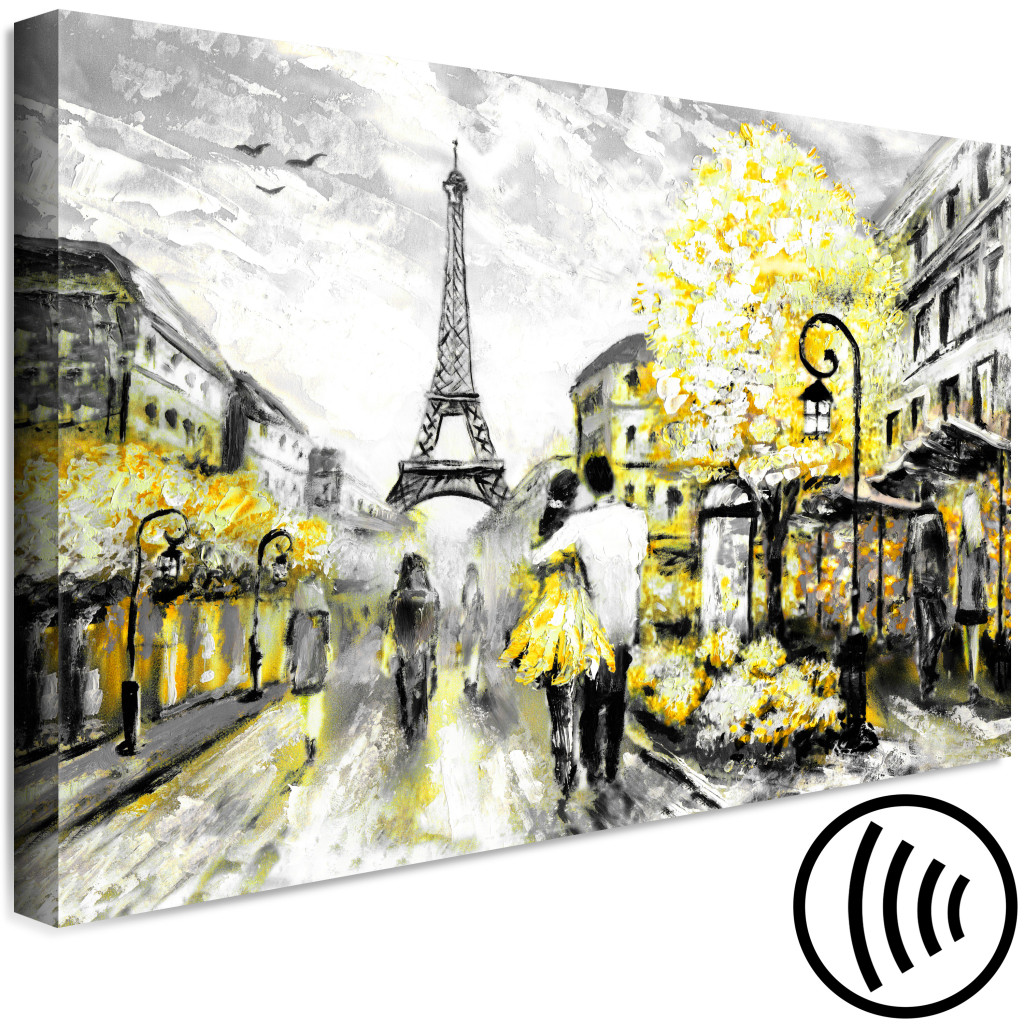 Schilderij  Parijs: Colourful Rendez-Vous (1 Part) Wide Yellow