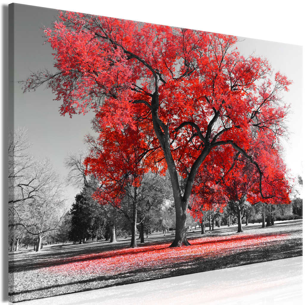 Schilderij Autumn In The Park (Red) [Large Format]