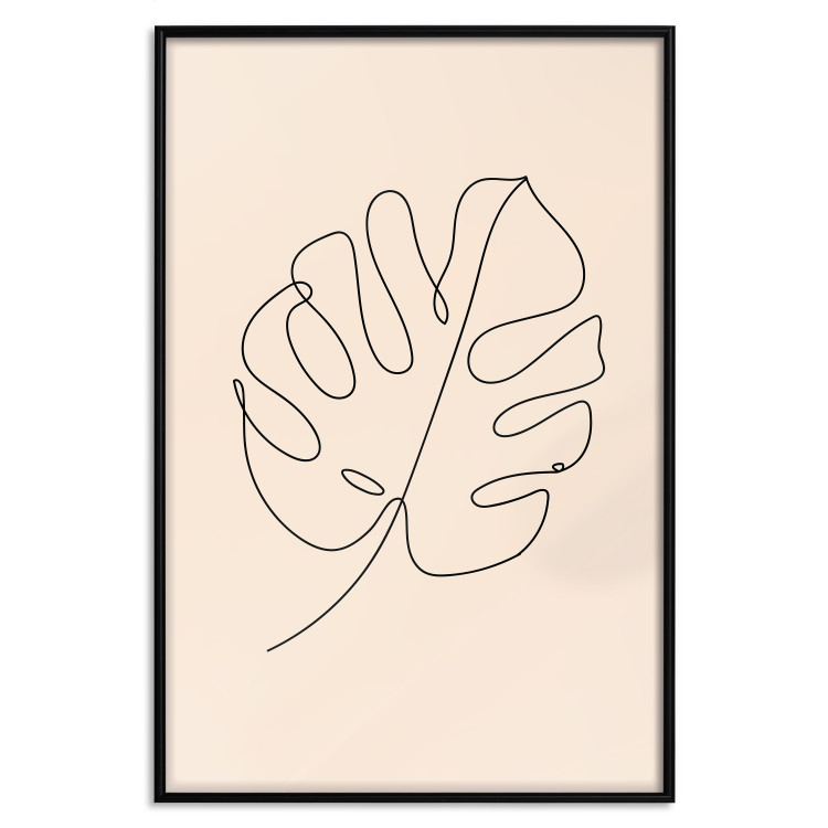 Poster Linear Monstera - Minimalist Delicate Leaf on a Beige Background 146390 additionalImage 26