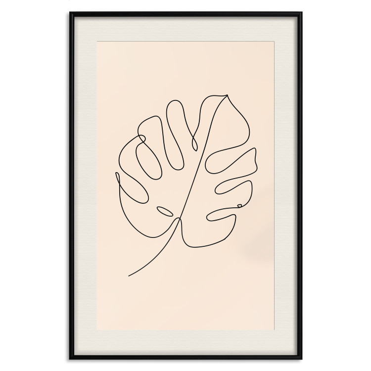Poster Linear Monstera - Minimalist Delicate Leaf on a Beige Background 146390 additionalImage 25