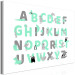 Canvas Art Print English Alphabet for Children - Mint and Gray Letters with Animals 146490 additionalThumb 2